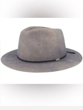 BRIXTON Wesley Gray Worn Wash 100% Australian Wool Felt Fedora Hat Medium Unisex